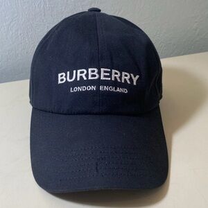 BURBERRY Authentic London England Logo Cap Hat Black Size Small + COA